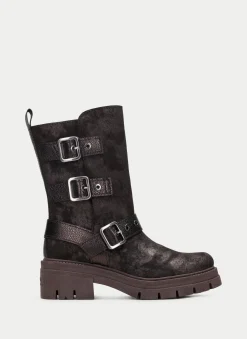 Bota ashley marrom-metal