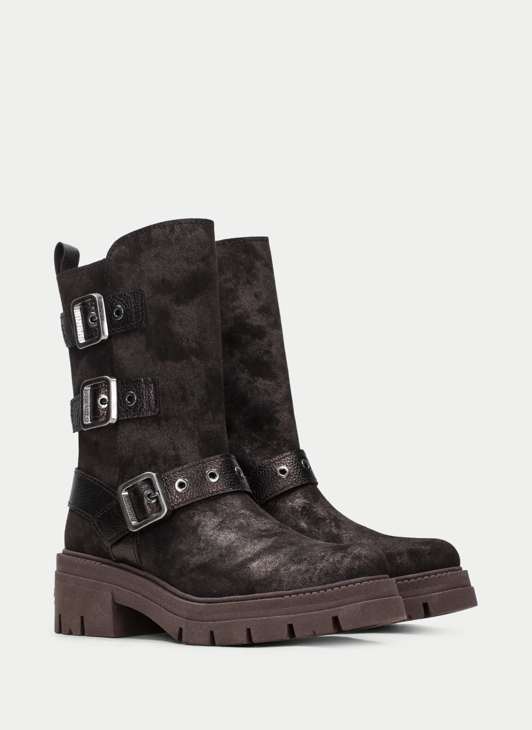 Bota ashley marrom-metal