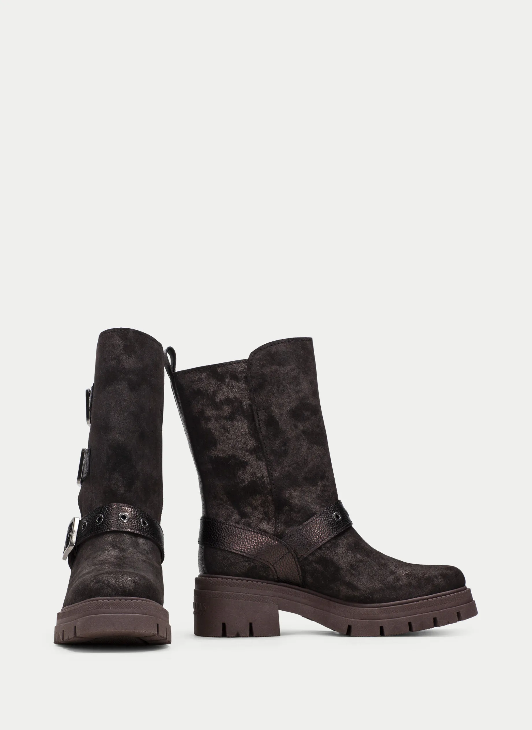 Bota ashley marrom-metal