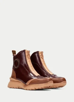 Botins Desportivos polinesia couro-marrom