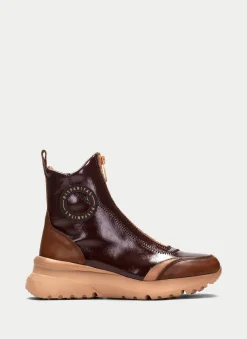 Botins Desportivos polinesia couro-marrom