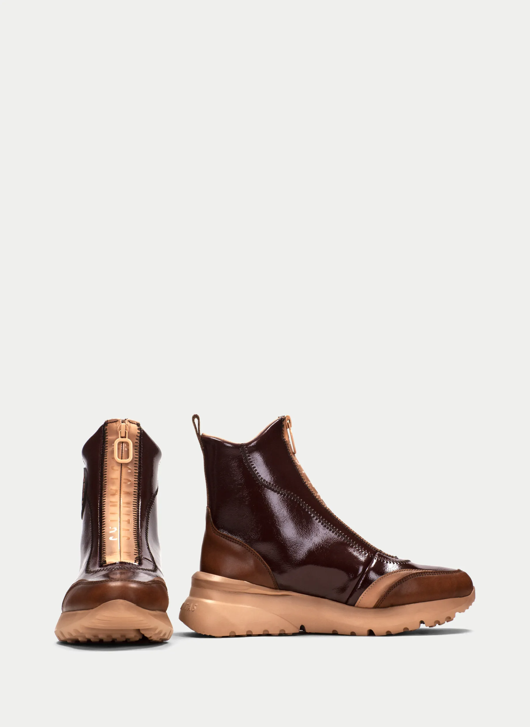Botins Desportivos polinesia couro-marrom