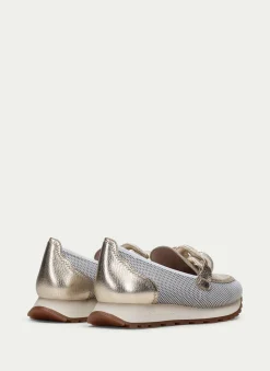 Moccasins Desportivos loira branco-ouro