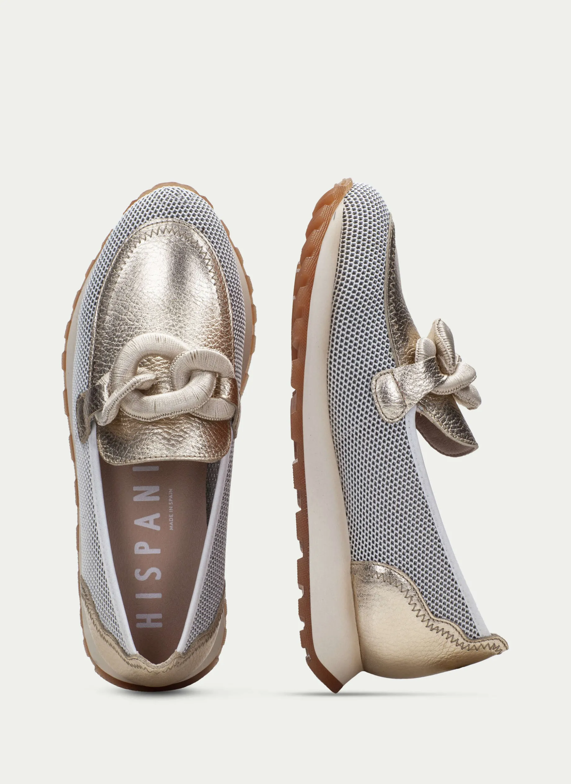 Moccasins Desportivos loira branco-ouro