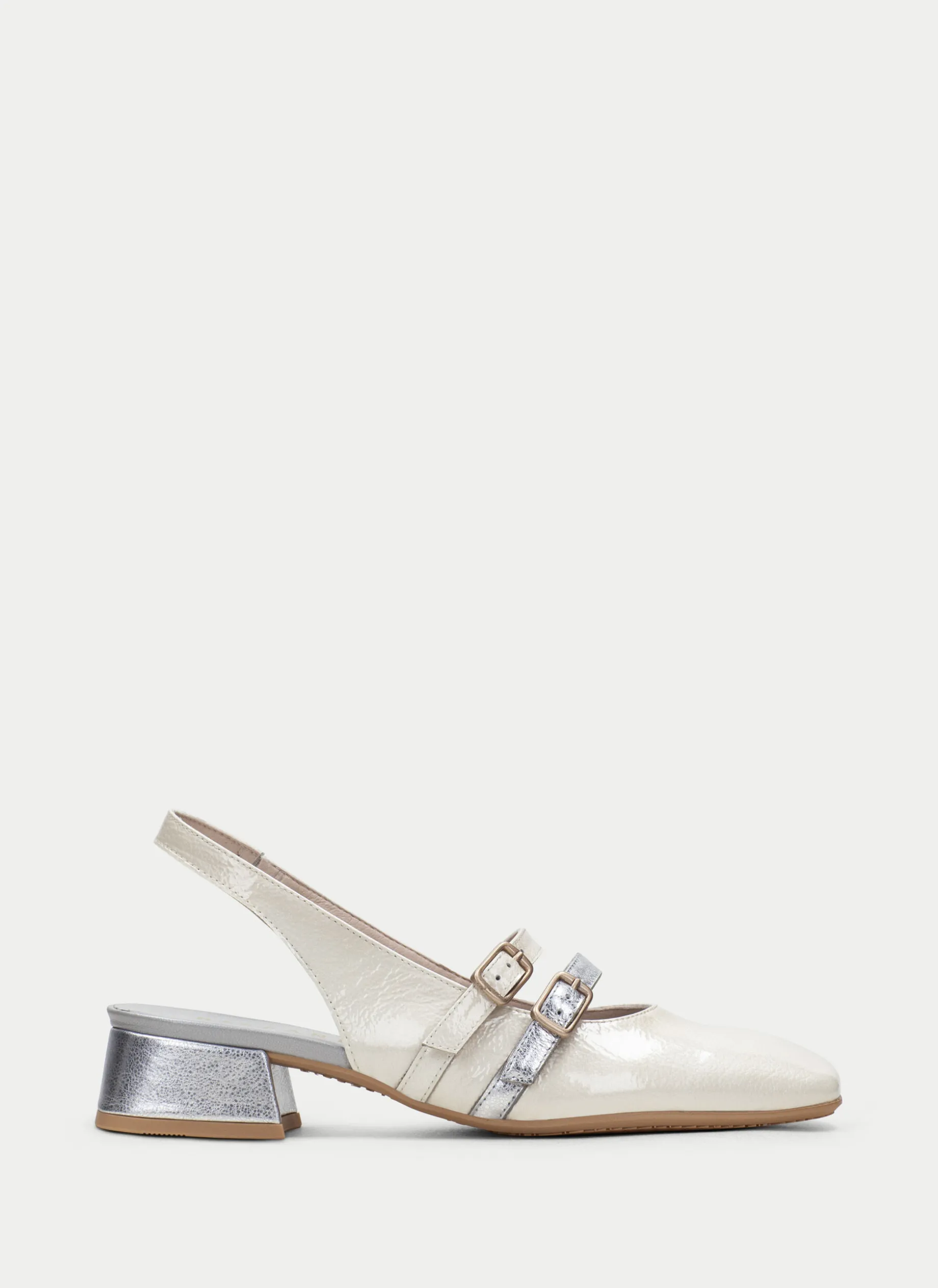 Sapatos rasos aruba creme-prata