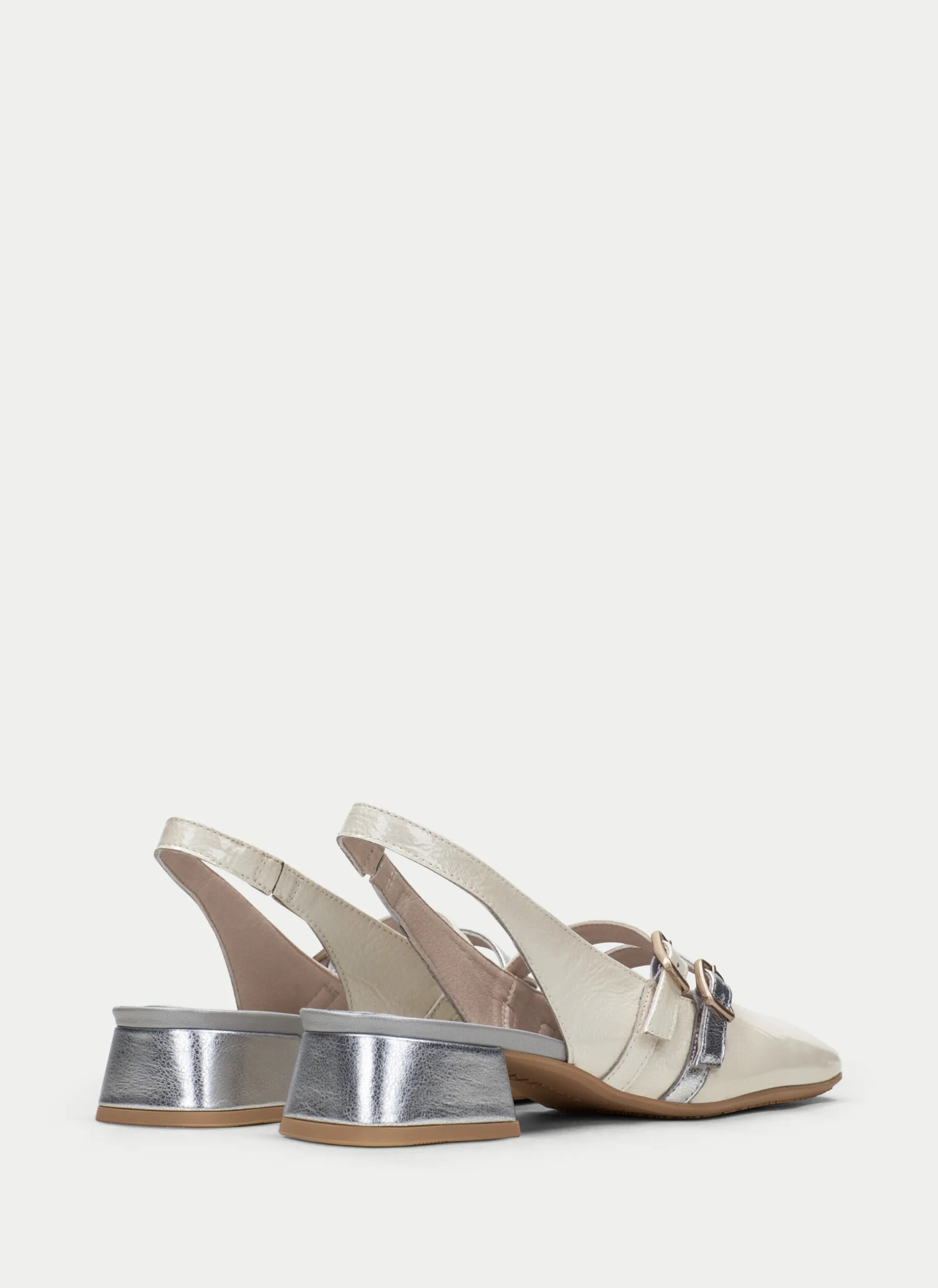 Sapatos rasos aruba creme-prata