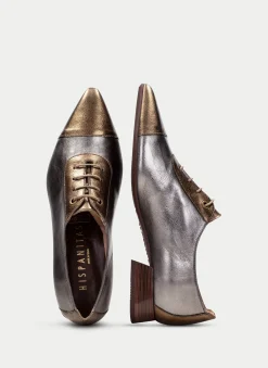 Sapatos rasos dali ouro-aço