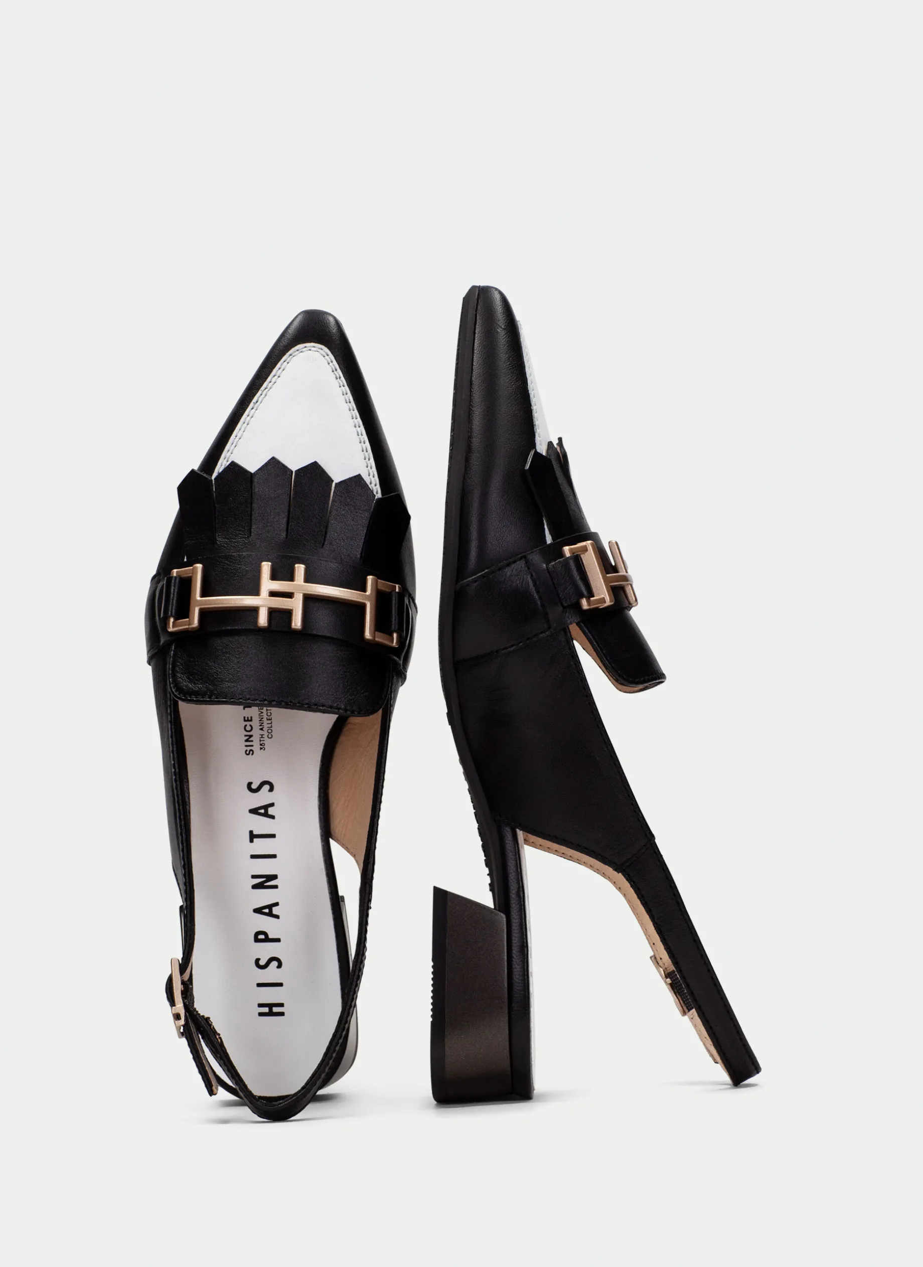Sapatos rasos dali preto-branco