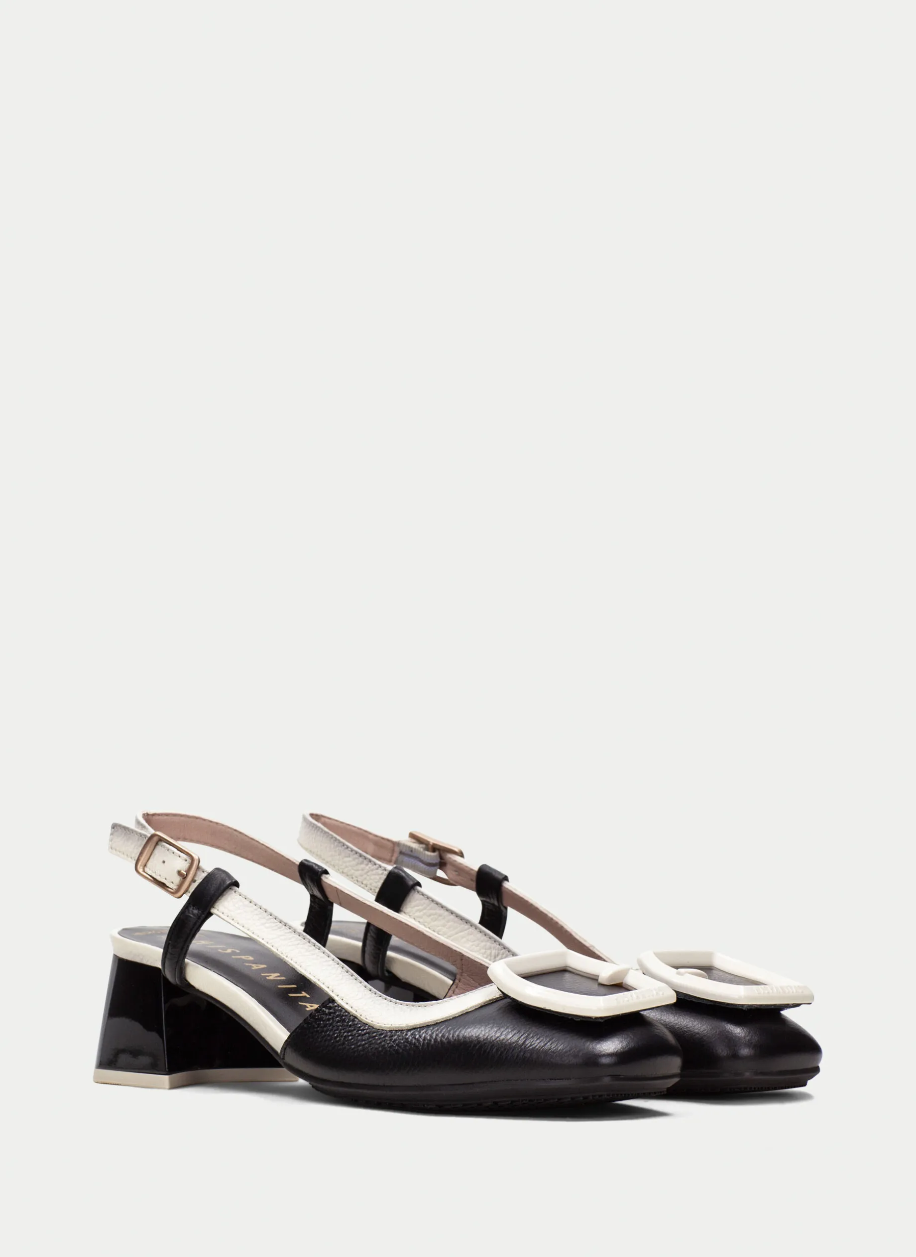 Slingback malta preto-creme