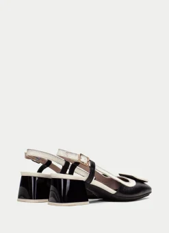 Slingback malta preto-creme