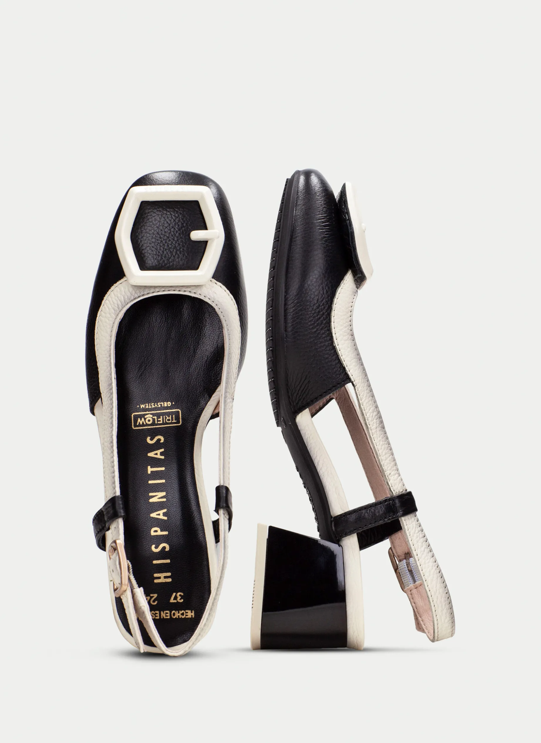 Slingback malta preto-creme