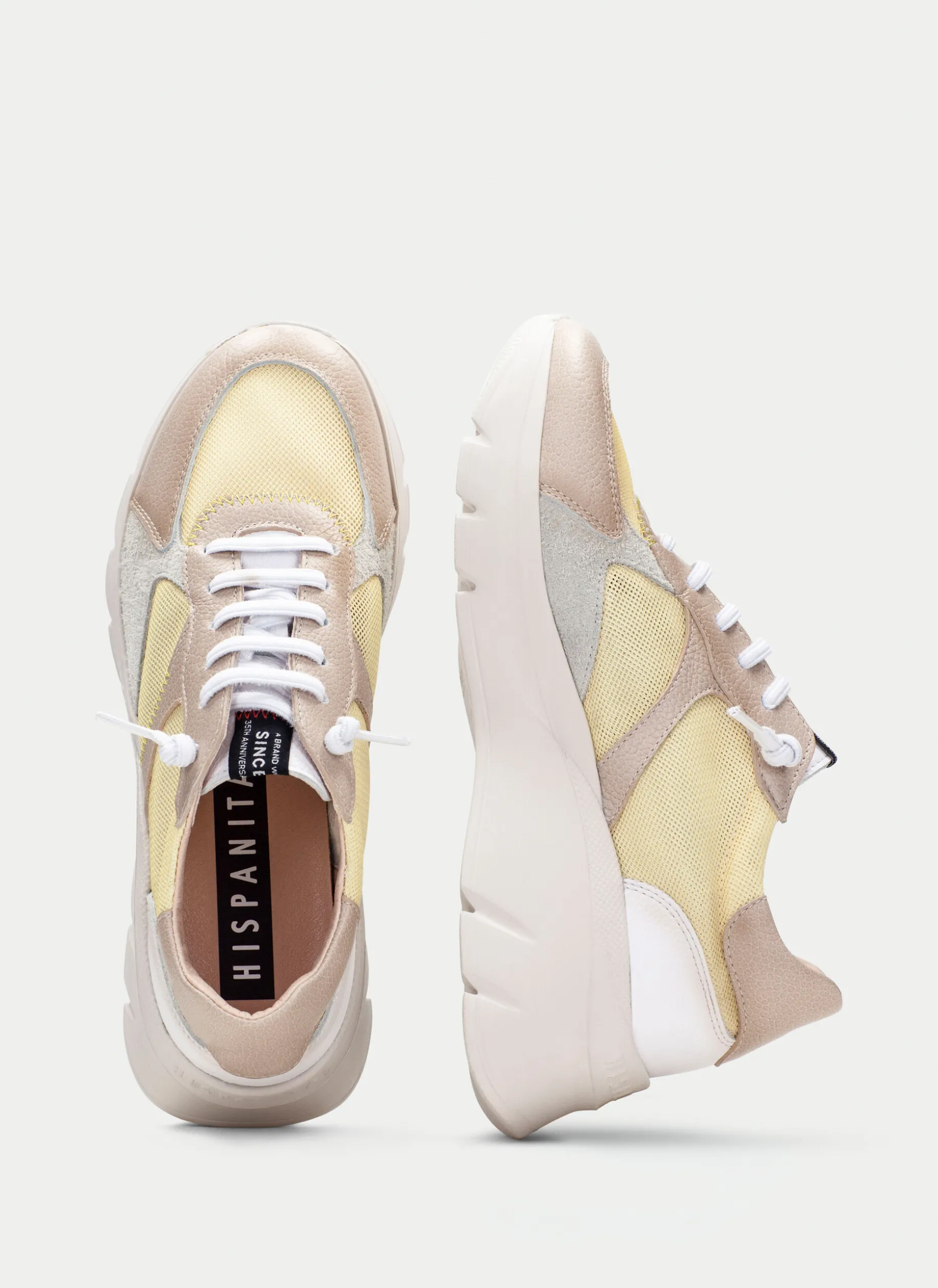 Sneakers habana taupe-banana-branco