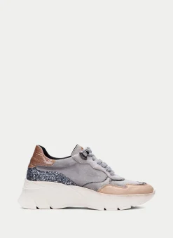 Sneakers helsinki cinza-areia-glitter
