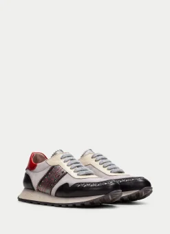 Sneakers loira preto-cinzento-vermelho