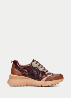 Sneakers polinesia cuero-marron-taupe