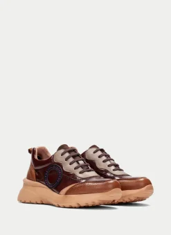 Sneakers polinesia cuero-marron-taupe