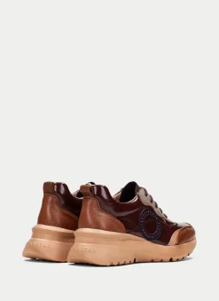 Sneakers polinesia cuero-marron-taupe