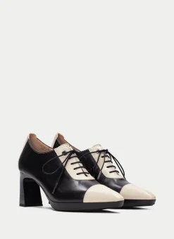 Zapatos Tacon ankara preto-milk